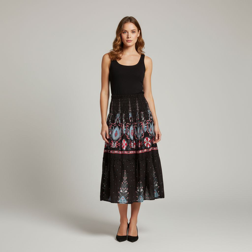 دامن زنانه بلند تایلندی تمام‌ نخ دوخت وارداتی